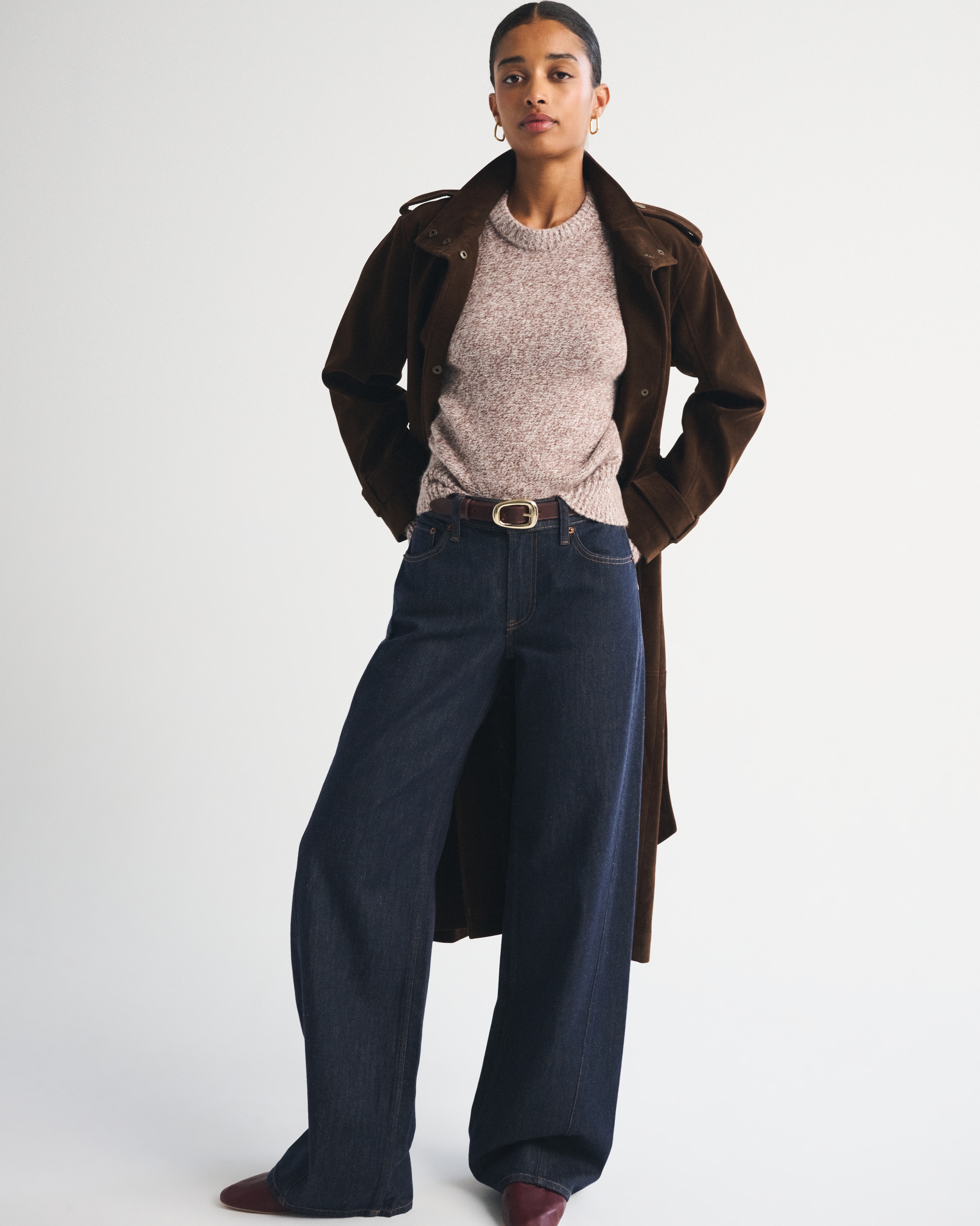 Женский свитер Abercrombie & Fitch A&F Madeline Textural Crew, цвет: Коричневый — фото 3