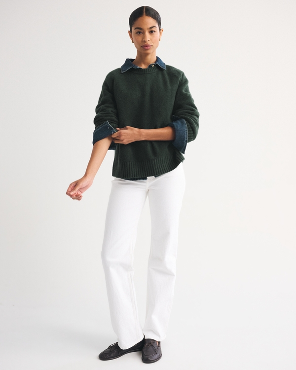 A&F Madeline Crew Sweater, Deep Green view 2