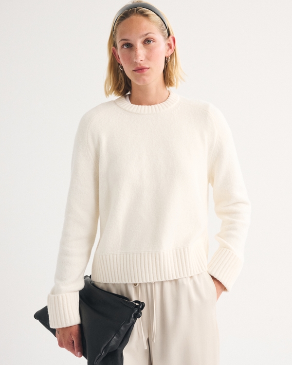 A&F Madeline Crew Sweater, Cream view 1