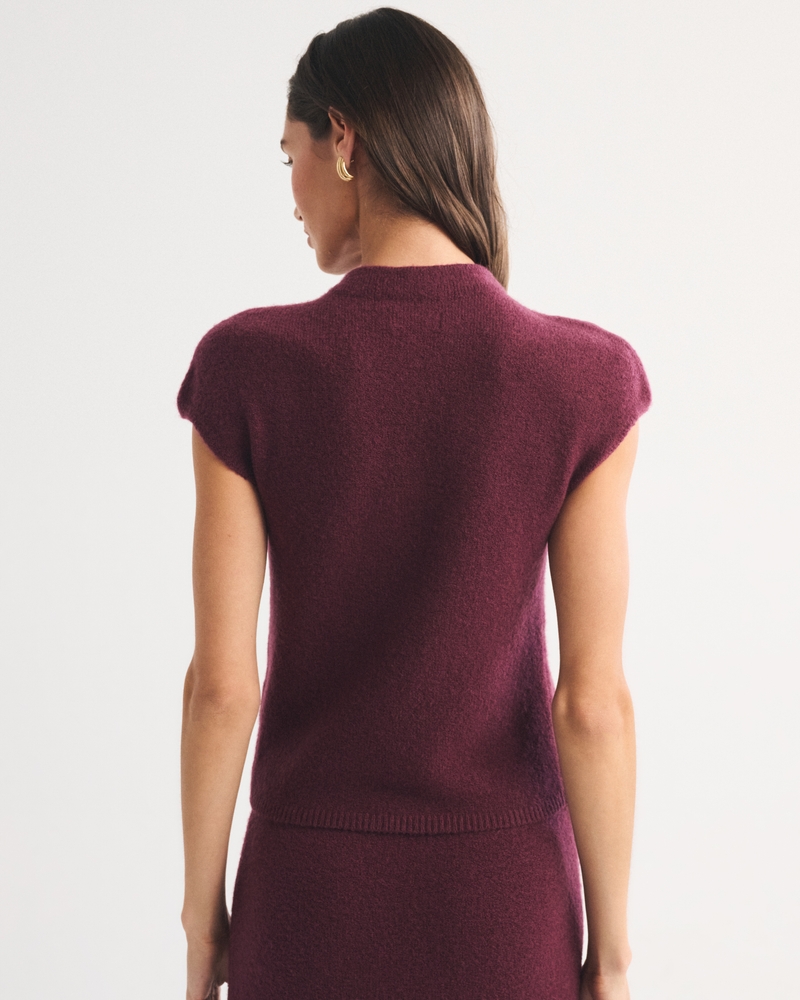Merino Wool-Blend Short-Sleeve Mock Neck Sweater - thumbnail 5