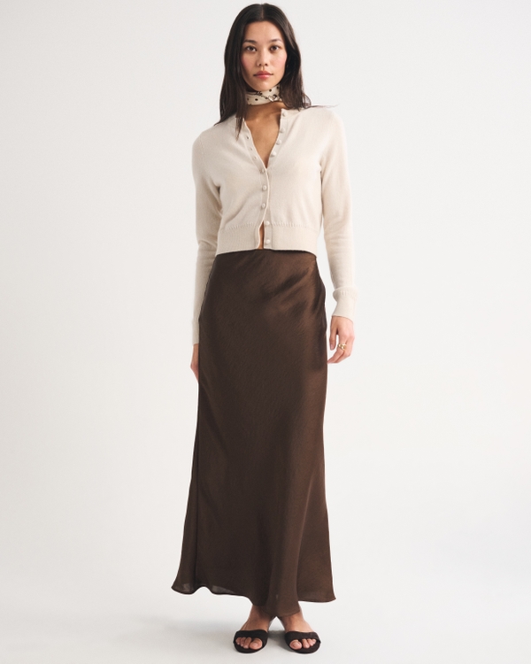 100% Cashmere Shrunken Cardigan, Light Beige view 2