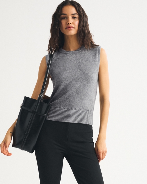 100% Cashmere Sweater Shell, Gray view 1