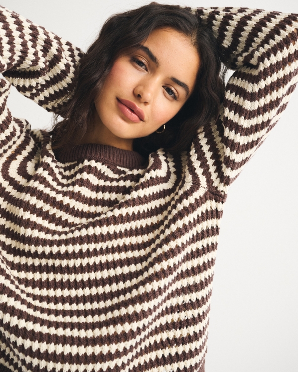 Women's 100% Cotton A&F Madeline Crochet-Style Crew Sweater