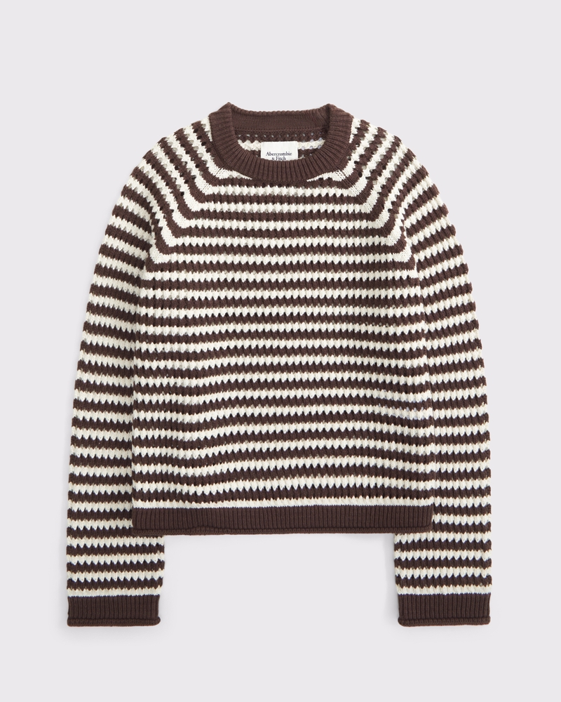 Women's 100% Cotton A&F Madeline Crochet-Style Crew Sweater