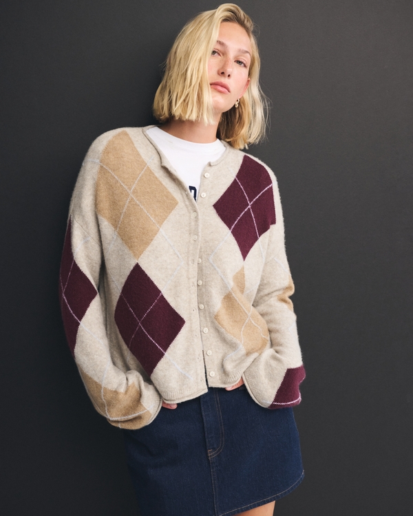 Merino Wool-Blend Roll Neck Cardigan