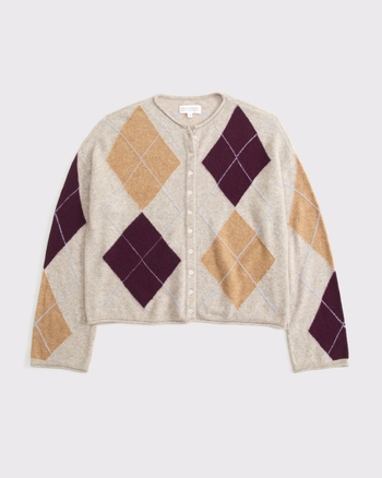 Merino Wool-Blend Roll Neck Cardigan