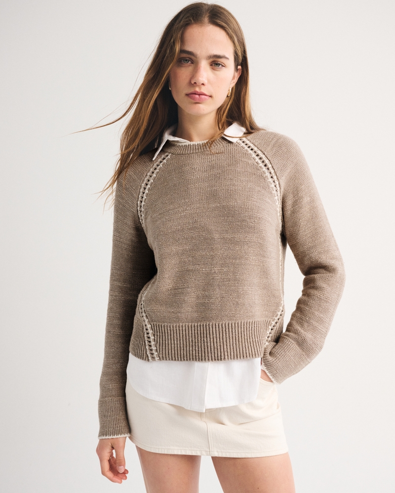 The A&F Madeline 100% Cotton Cable Crew Sweater - thumbnail 7