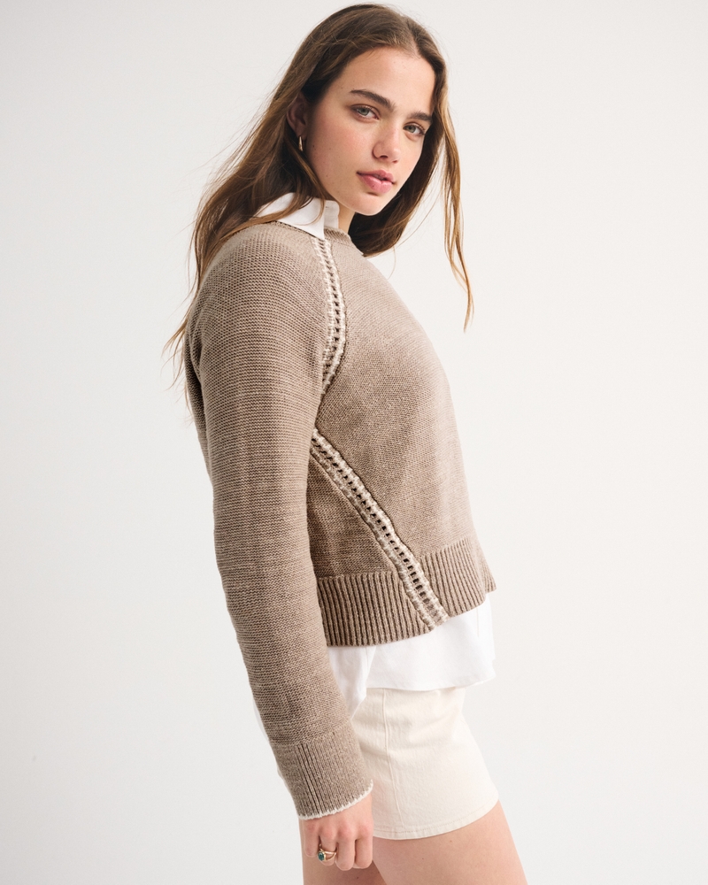 The A&F Madeline 100% Cotton Cable Crew Sweater - thumbnail 9