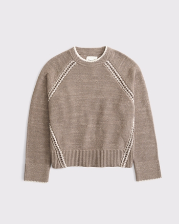 100% Cotton A&F Madeline Whipstitch Crew Sweater
