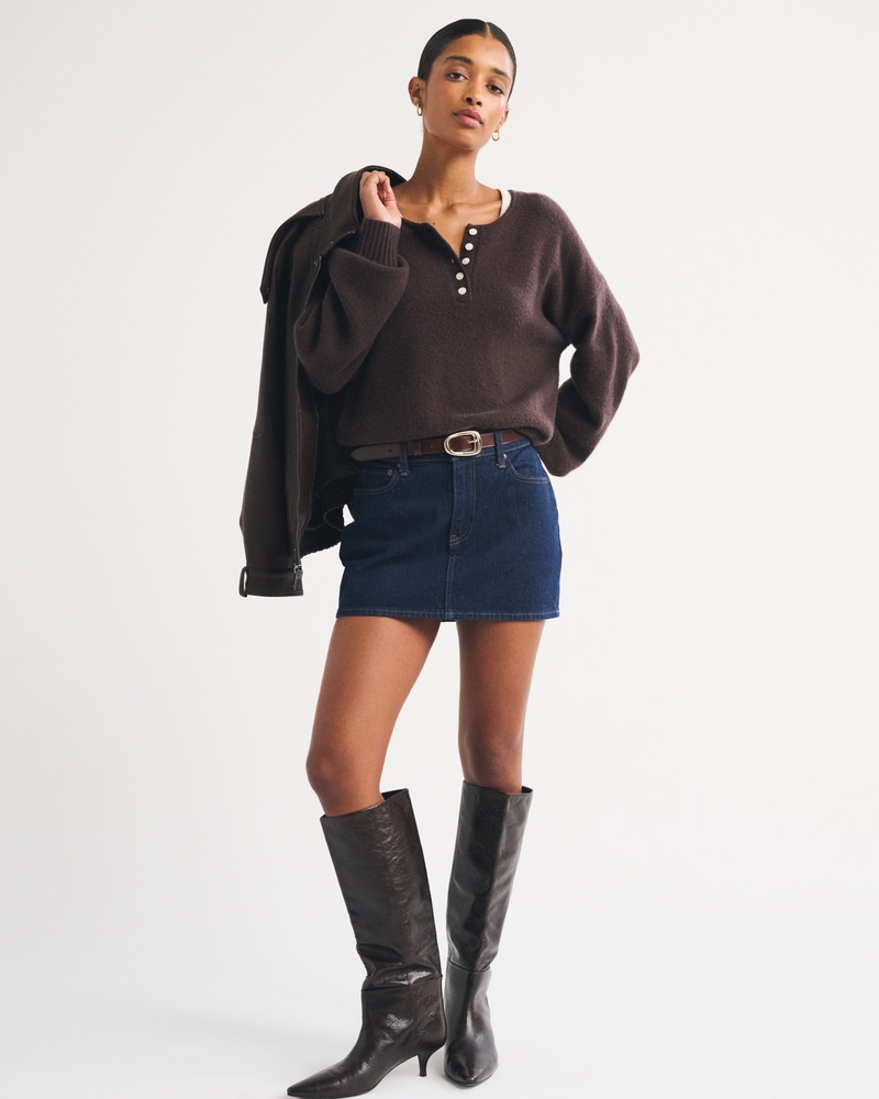 Merino Wool-Blend Henley Sweater