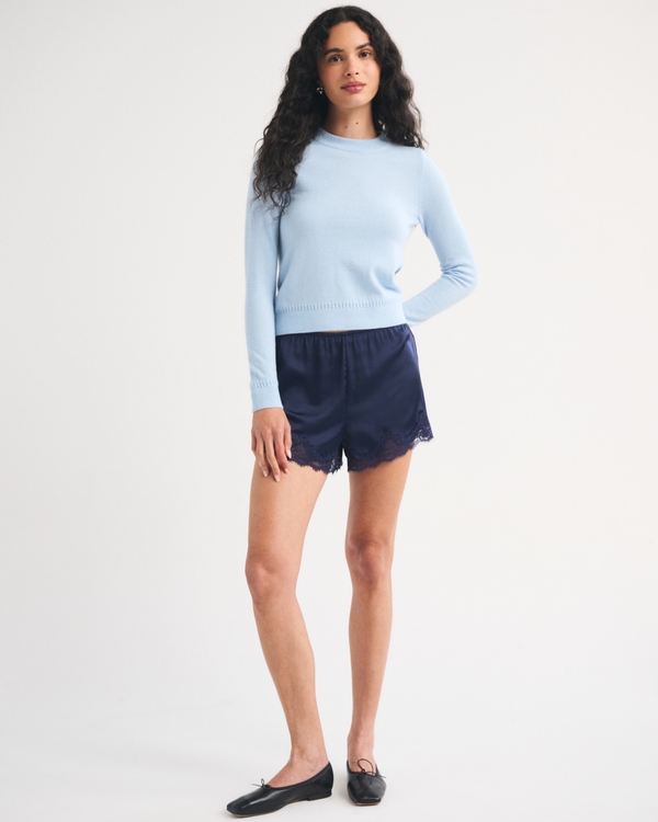 100% Cashmere Sweater, Light Blue view 2