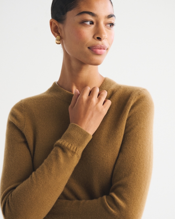 100% Cashmere Crew Sweater, Brown view 1