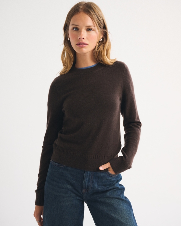 100% Cashmere Sweater, Brown view 1