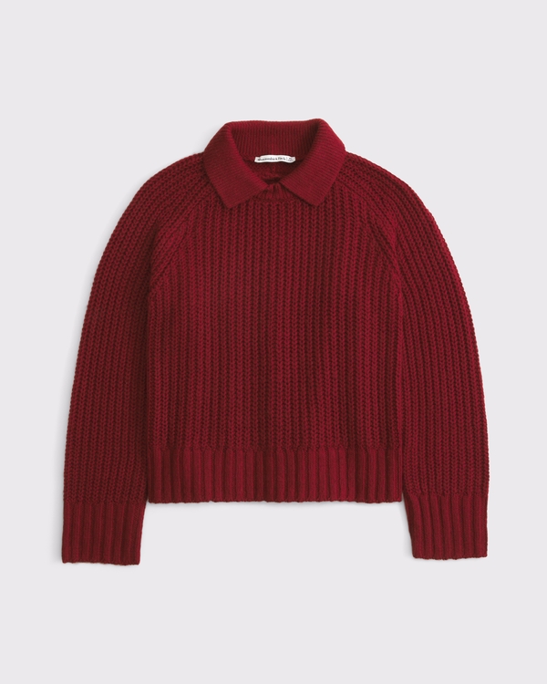 Airspun Cotton-Blend Collared Sweater
