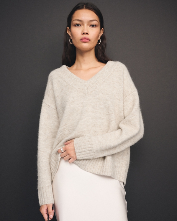 Wool-Blend V-Neck Dad Sweater