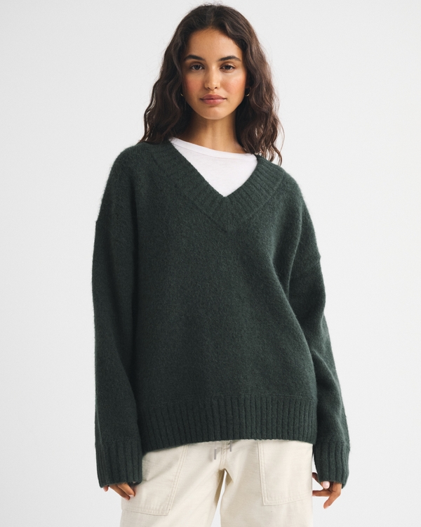 Wool-Blend V-Neck Dad Sweater