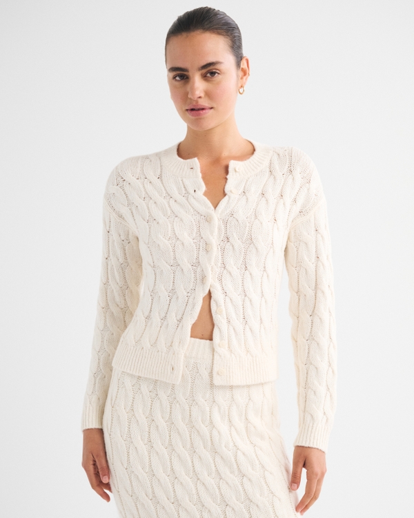 Airspun Cotton-Blend Cable Cardigan by Abercrombie & Fitch