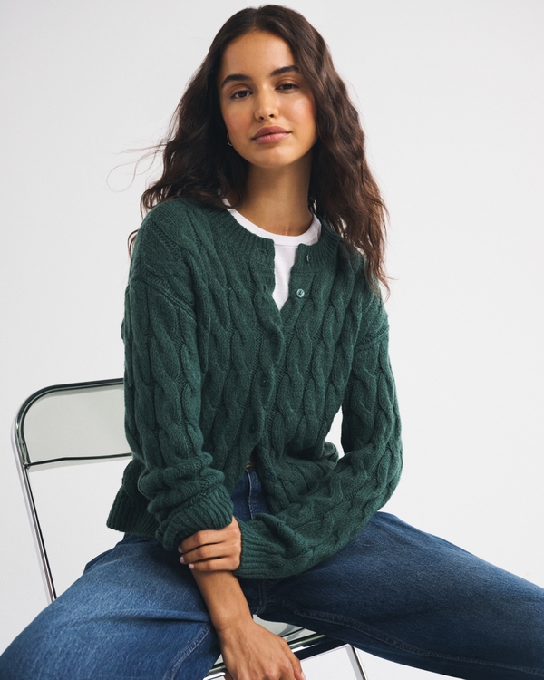 Airspun Cotton-Blend Cable Cardigan