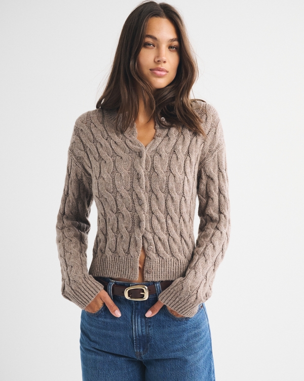 Airspun Cotton-Blend Cable Cardigan