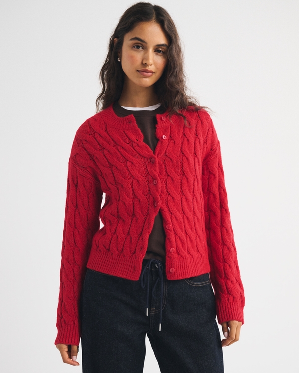 Airspun Cotton-Blend Cable Cardigan