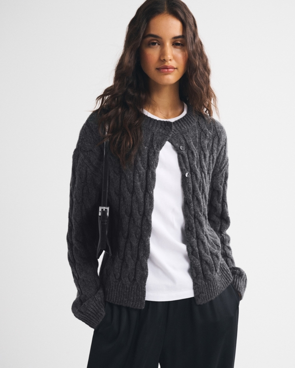 Airspun Cotton-Blend Cable Cardigan