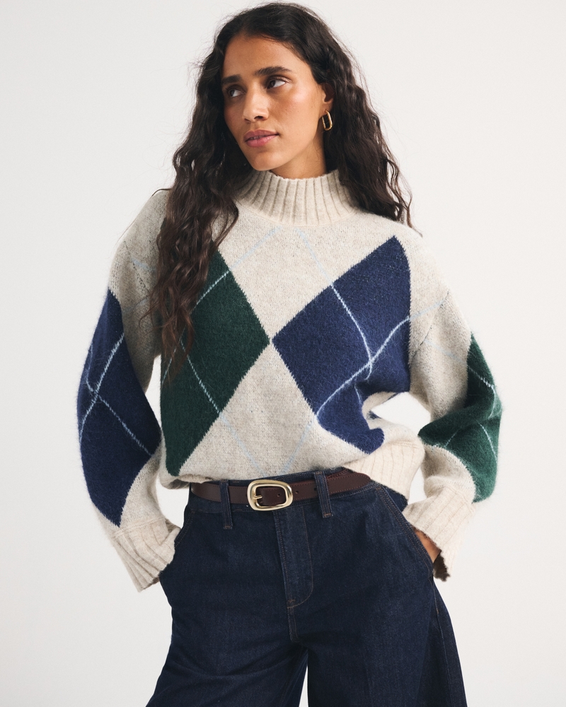 Wool-Blend Easy Funnel Neck Sweater - thumbnail 2