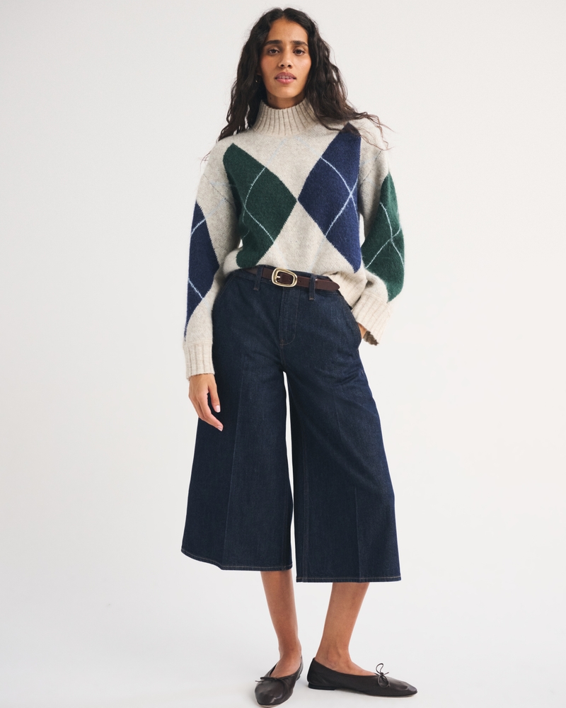 Wool-Blend Easy Funnel Neck Sweater