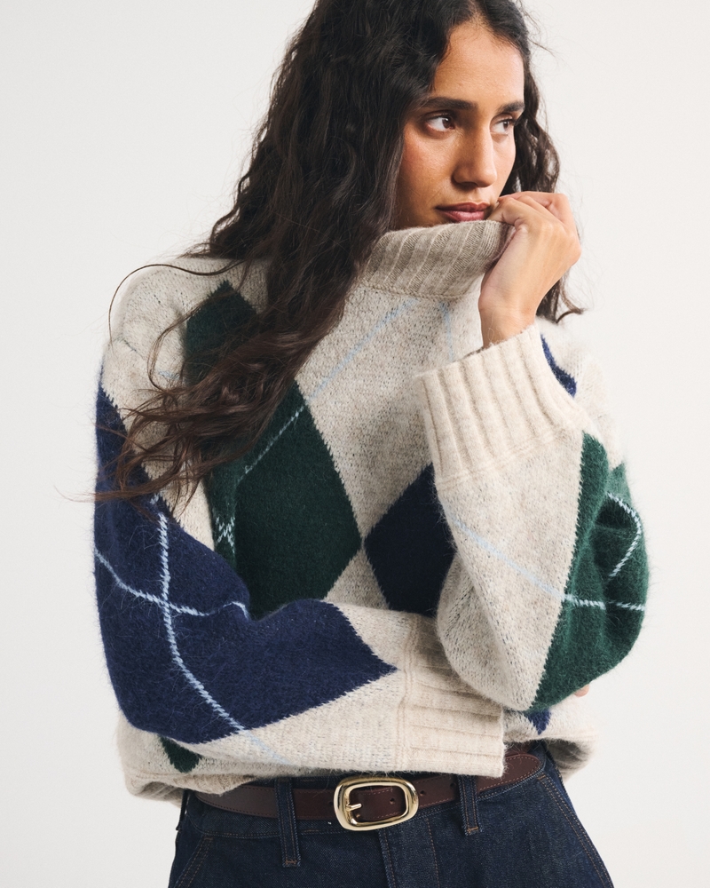 Wool-Blend Easy Funnel Neck Sweater - thumbnail 3