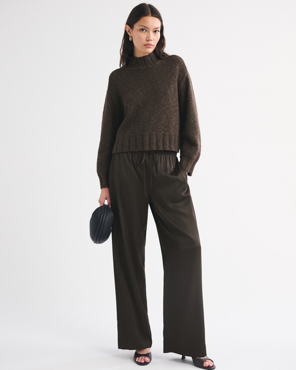 Easy Funnel Neck Sweater, Dark Coffee view 2