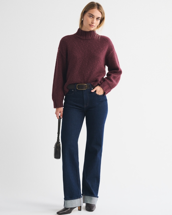 Easy Funnel Neck Sweater, Red Wine view 2