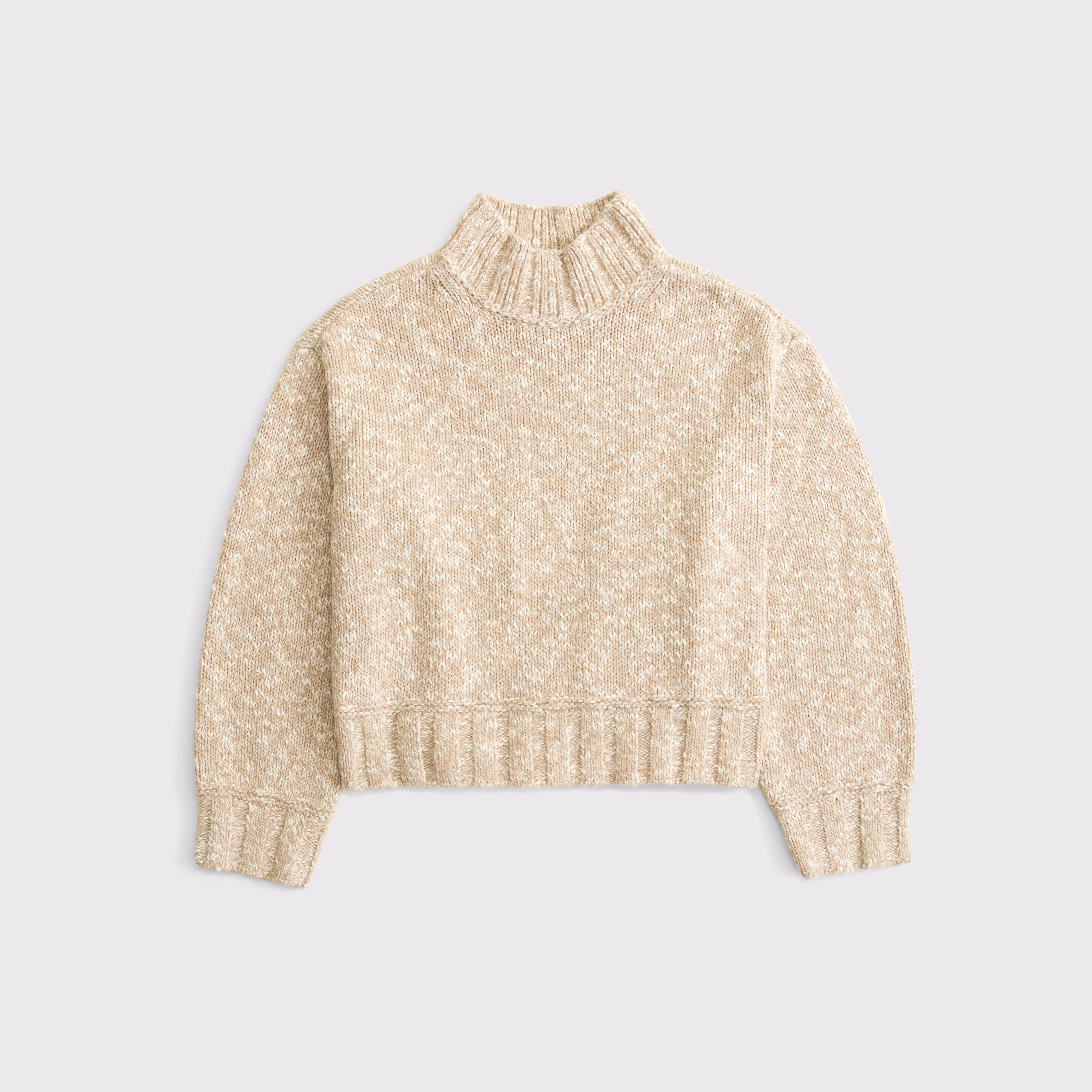 Женский свитер Abercrombie & Fitch Easy Jacquard Funnel Neck, цвет: Бежевый — фото 1