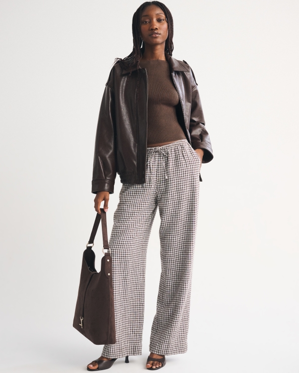 3/4 Sleeve Slash Neck Sweater, Brown view 2