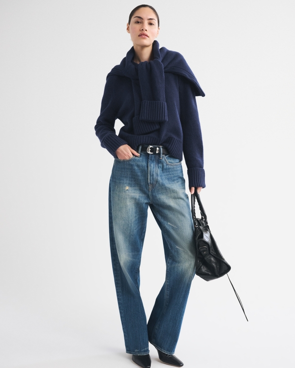 A&F Madeline Crew Sweater, Muted Navy view 2