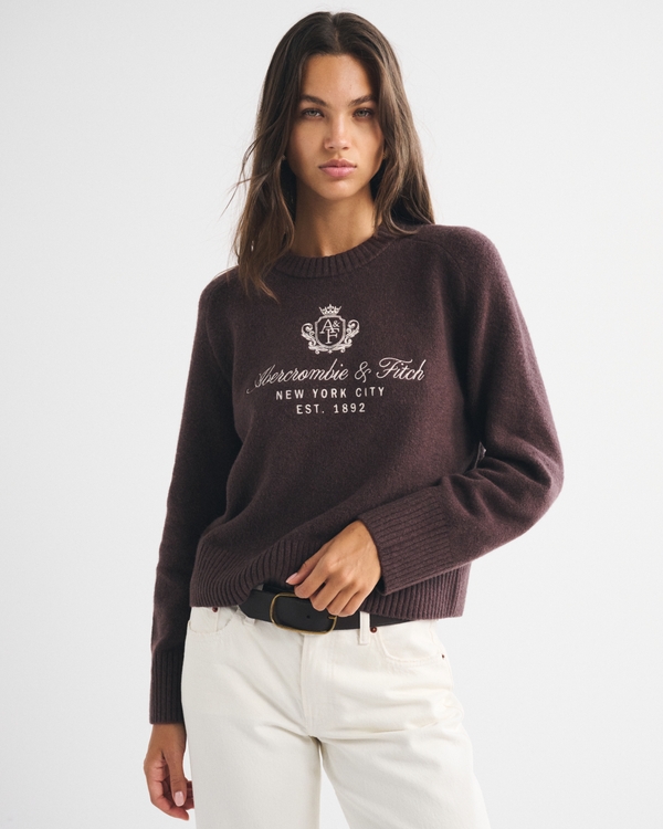 ウィメンズ A&F Madeline ロゴ クルーネックセーター | ウィメンズ