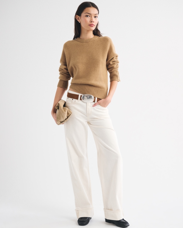 A&F Madeline Crew Sweater, Camel view 2