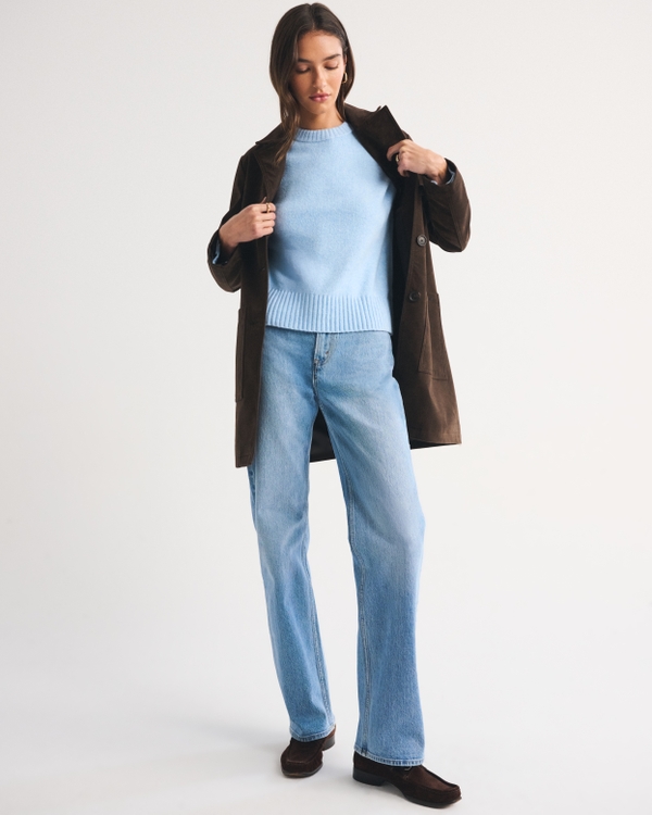 A&F Madeline  Crew Sweater, Light Blue view 2