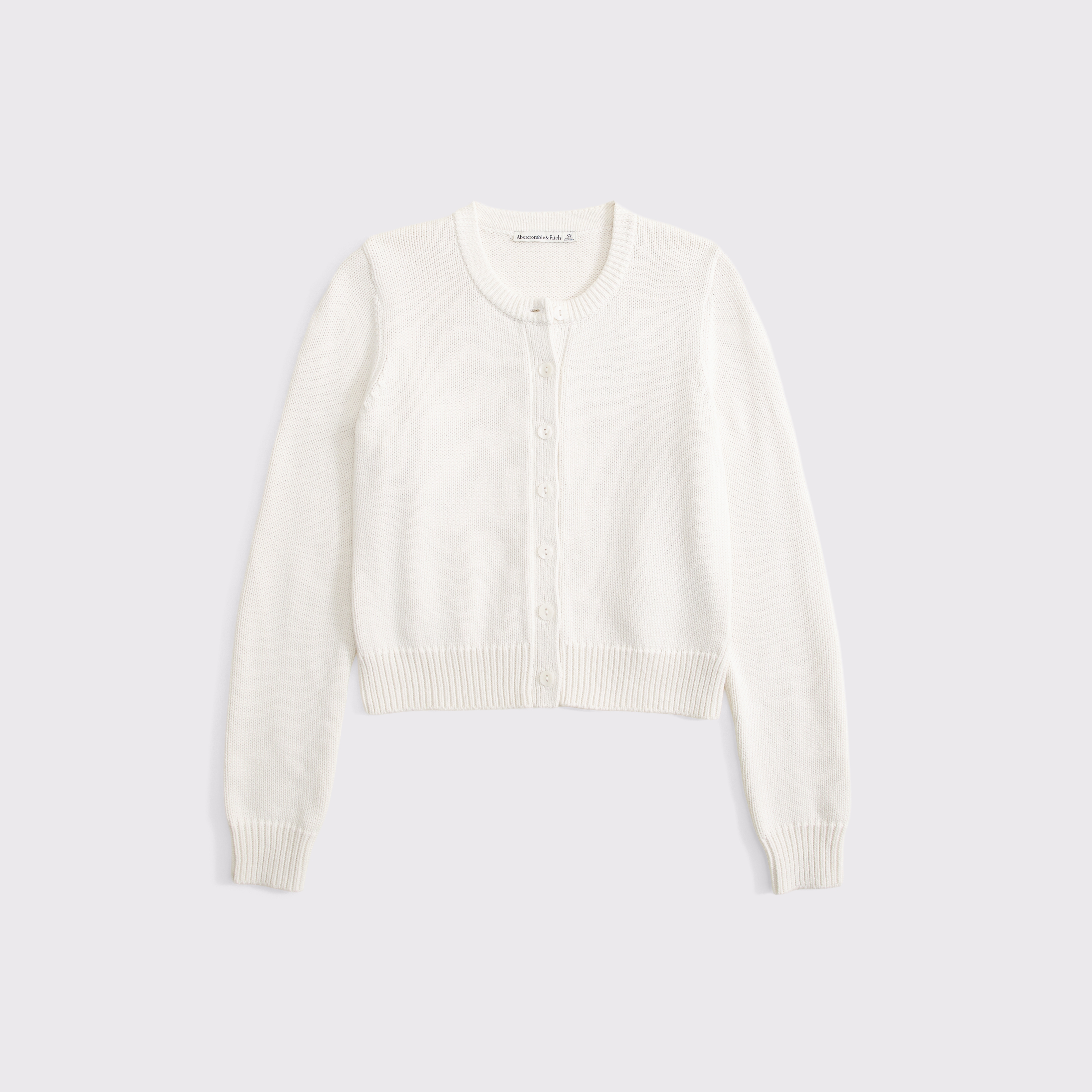 Женский кардиган Abercrombie & Fitch 100% Cotton Shrunken Crew, цвет: Кремовый — фото 1