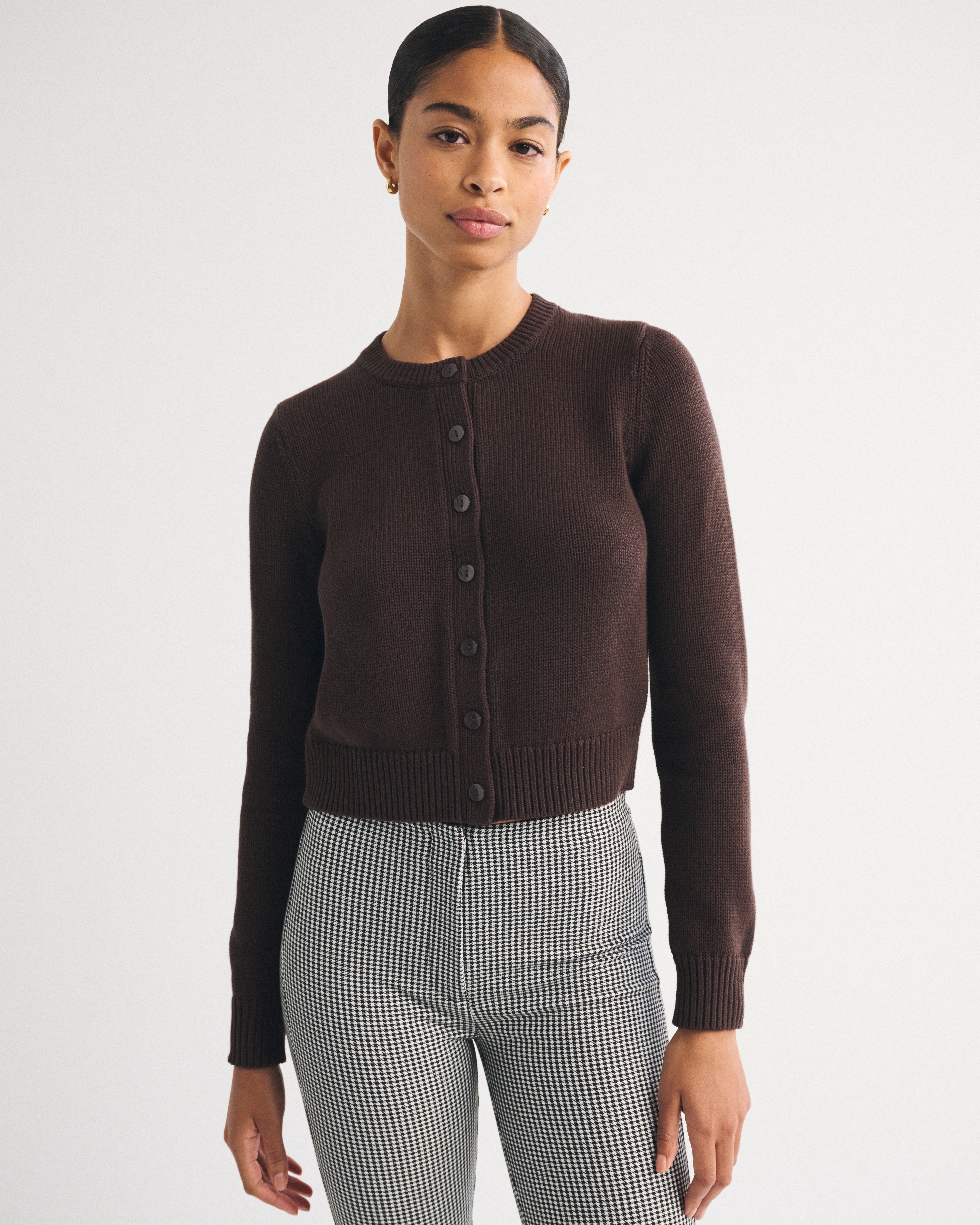 100% Cotton Shrunken Crew Cardigan