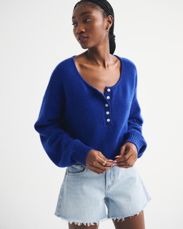 Merino Wool-Blend Henley Sweater