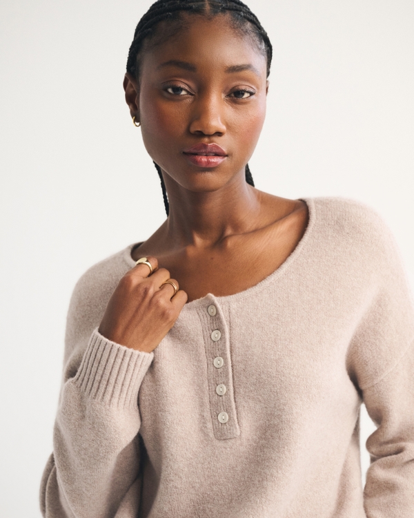 Merino Wool-Blend Henley Sweater