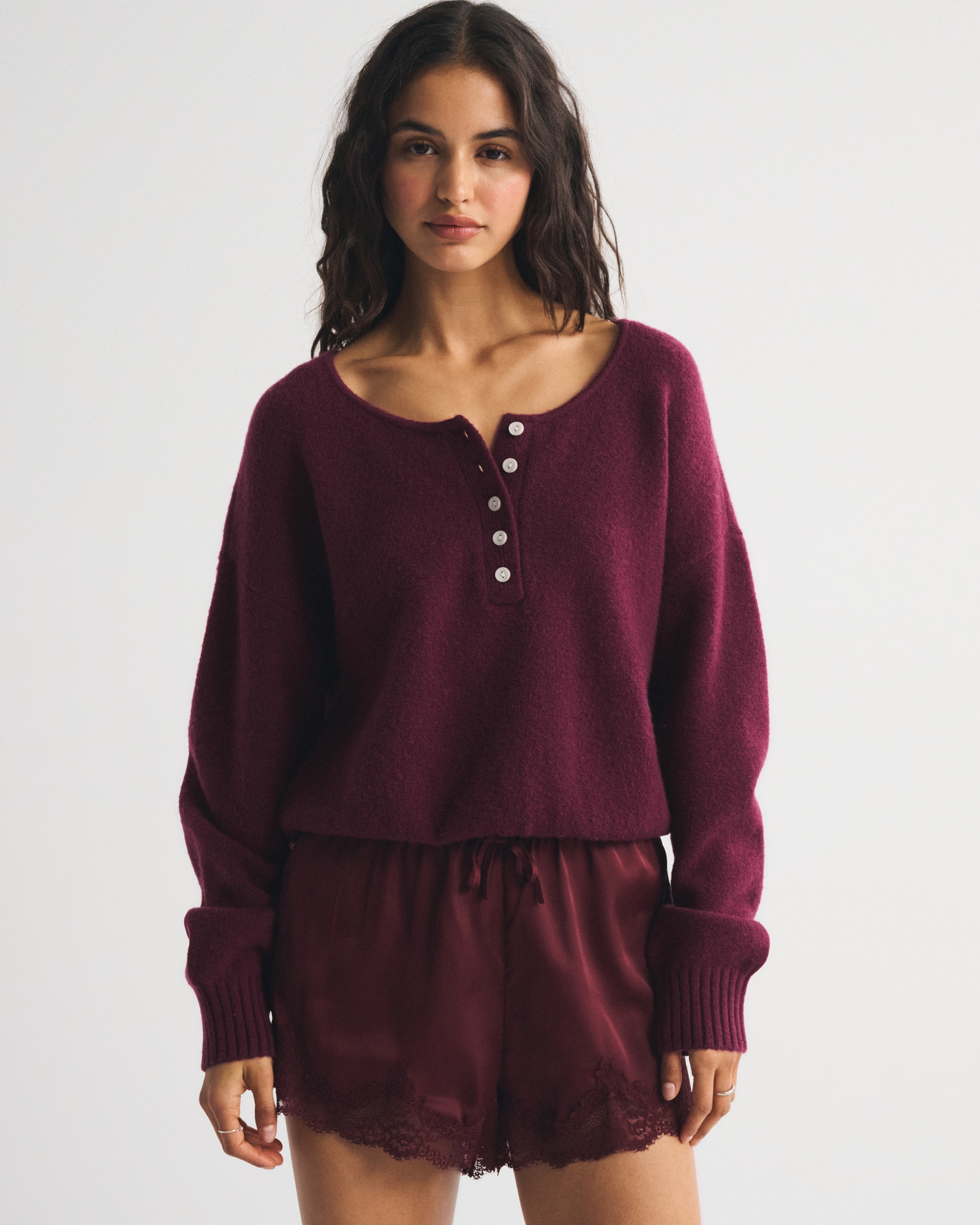 Merino Wool-Blend Henley Sweater