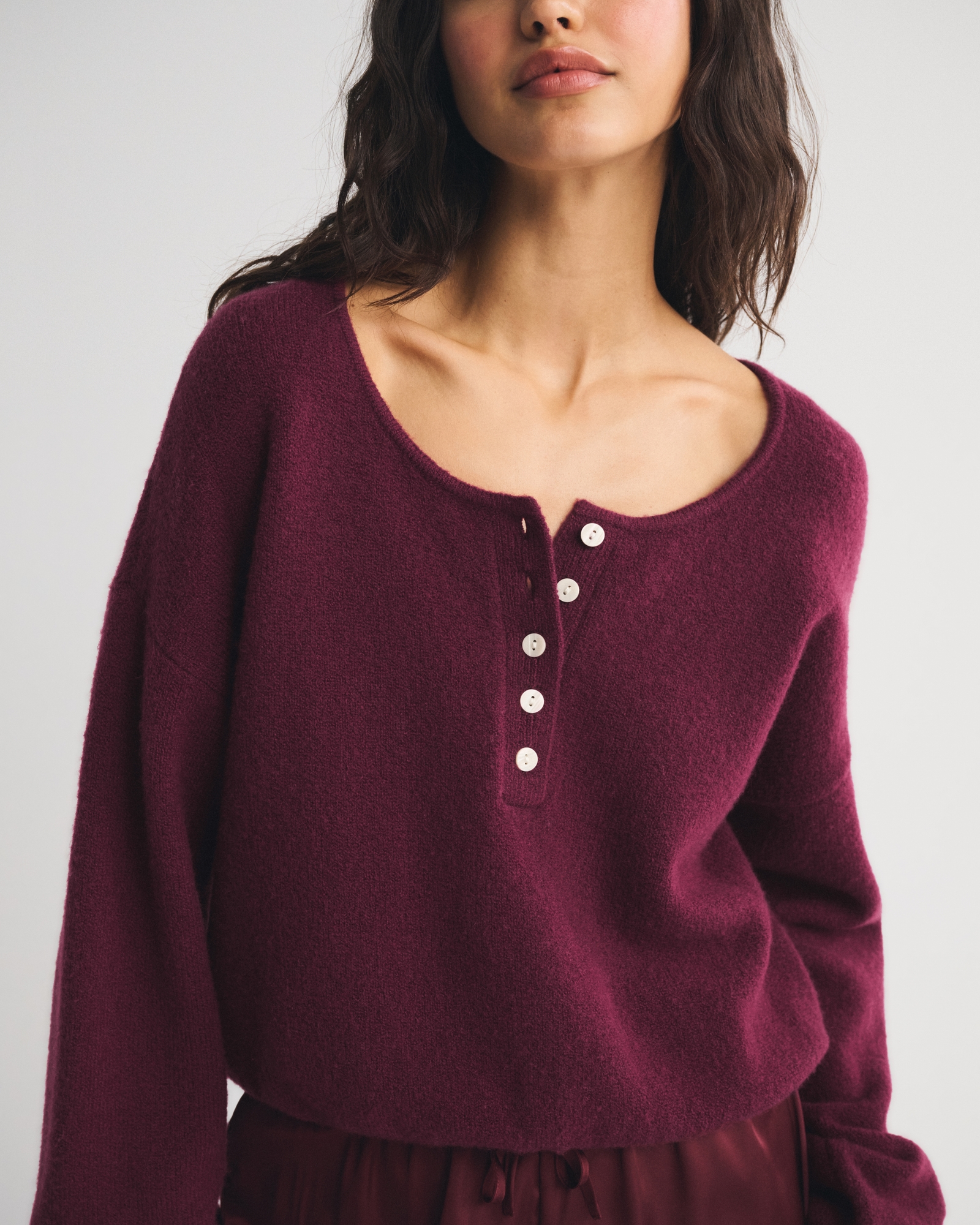 Merino Wool-Blend Henley Sweater