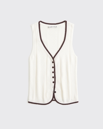 Pointelle Button-Through Sweater Tank from Abercrombie & Fitch - $55