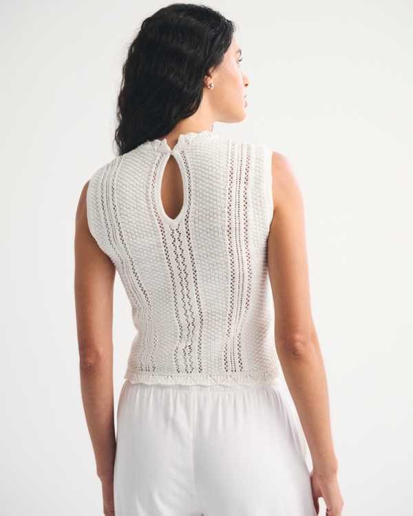 Cotton Pointelle Sweater Shell Top