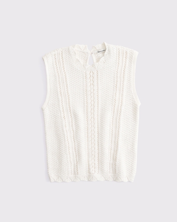Cotton Pointelle Sweater Shell Top