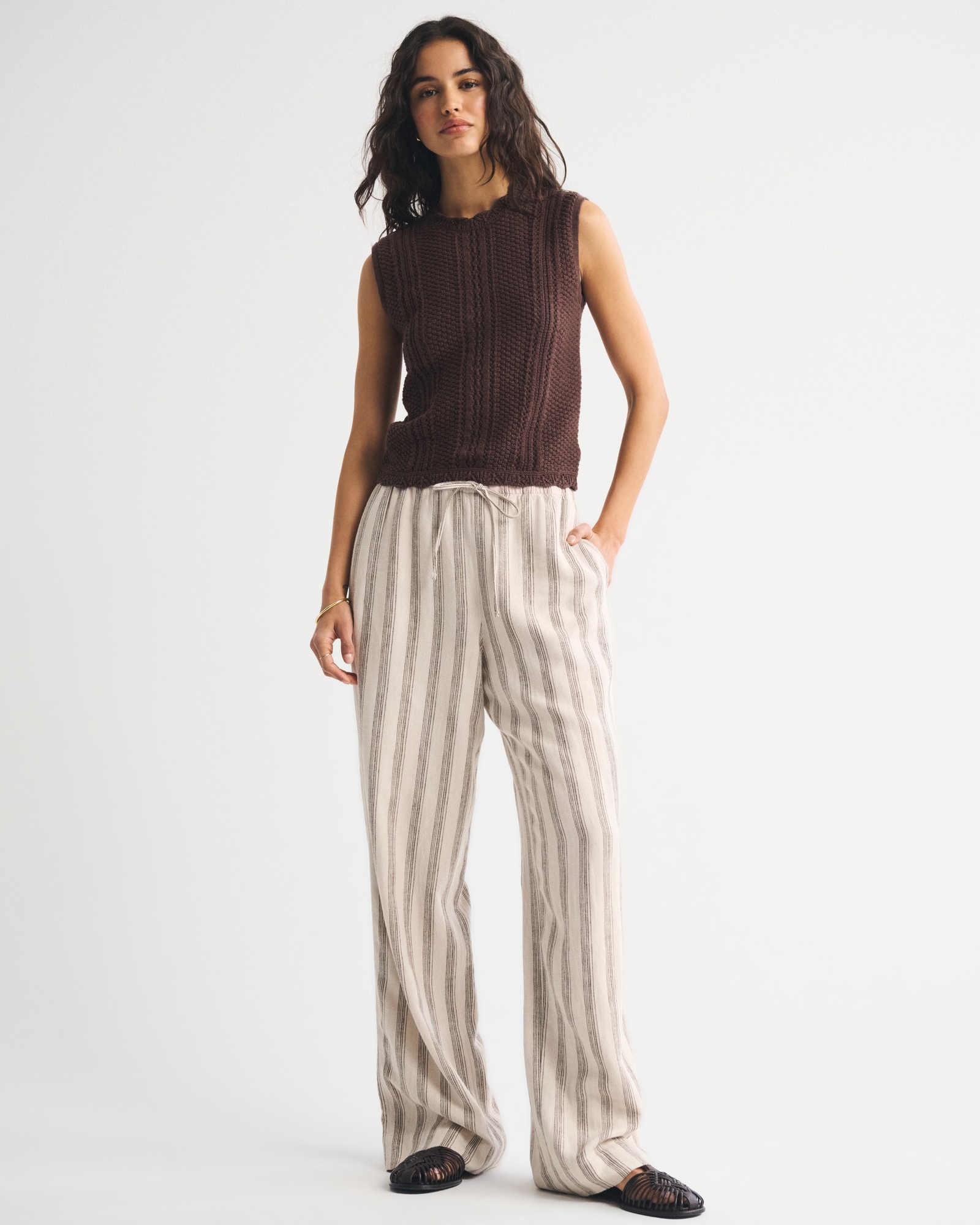 Cotton Pointelle Sweater Shell Top