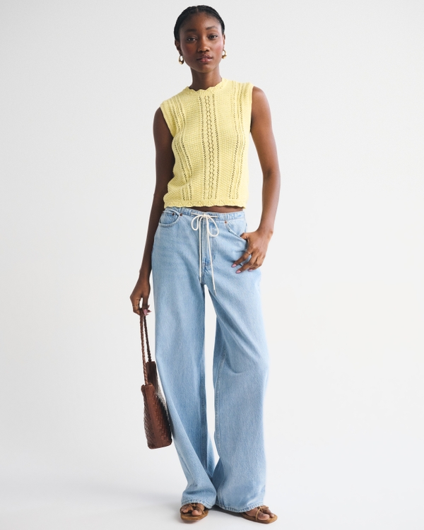 Cotton Pointelle Sweater Shell Top