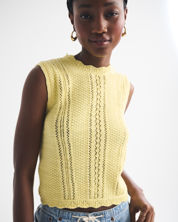 Cotton Pointelle Sweater Shell Top