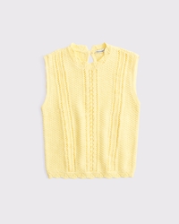 Top tipo shell de suéter de algodón con punto pointelle