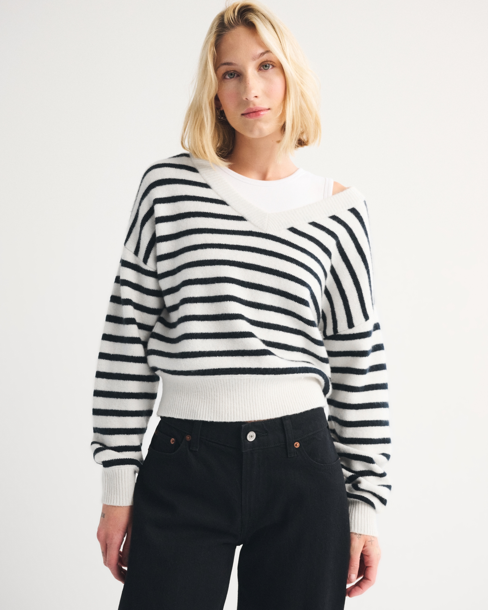 Merino Wool-Blend V-Neck Sweater